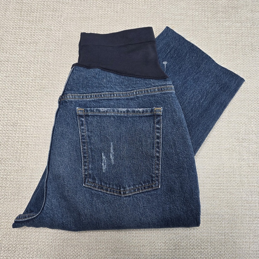 Old Navy Denim Maternity Jeans Size 2 Full Panel‎ Straight Leg Raw Hem NWOT
